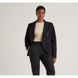 Quince Ultra Stretch Ponte Double Breasted Blazer Womens Size Medium Black